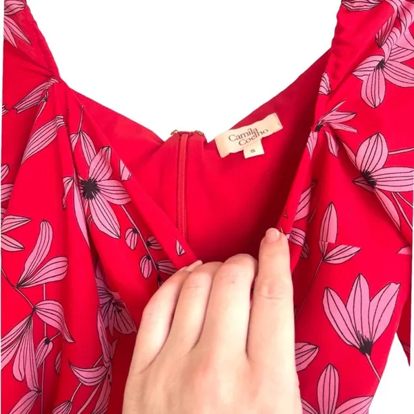 Camilla Coelho Revolve Lidia Dress‎ Pink Red Flora S - Image 4