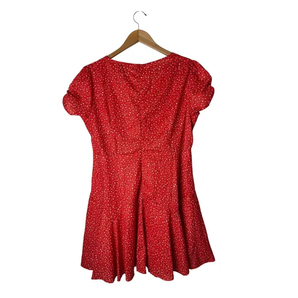 Princess Polly Mini Dress Women 10 Red Floral Puff Sleeve Bohemian Cottagecore - Image 3