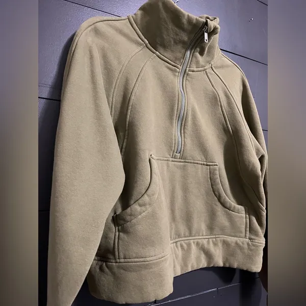 OLIVE GREEN 1/4 Zip Pullover Sweatshirt Women’s Sz M EUC Size M - Image 2