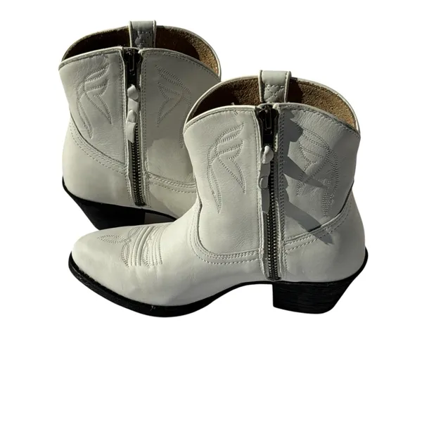 Ariat Darlin Women’s 5.5B White Leather Western Ankle Cowboy Boots Zip - Image 2