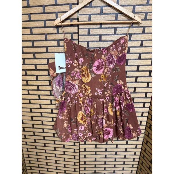 Jessica Simpson‎ Floral Bubble Hem Strapless Dress And Hair Clip Size Medium - Image 2