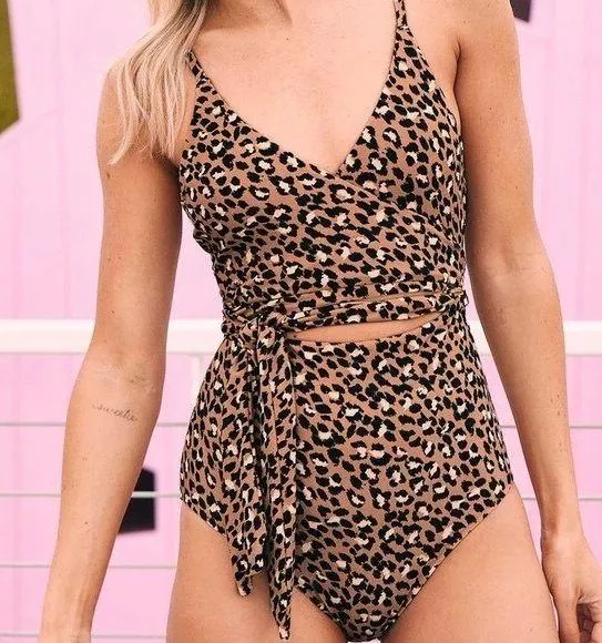 Aerie leopard print wrap around one piece  - Image 7