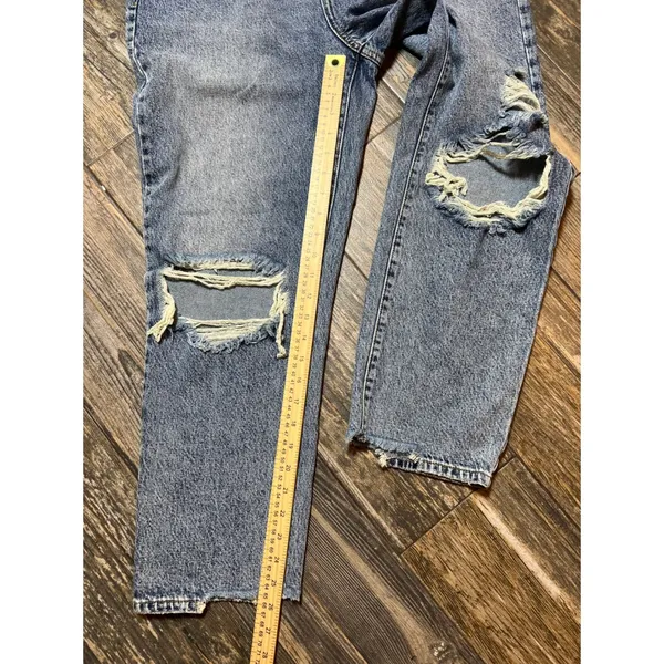 Pacsun High Rise‎ Straight Jeans Distressed Light Wash Size 30 Button Fly Baggy - Image 10