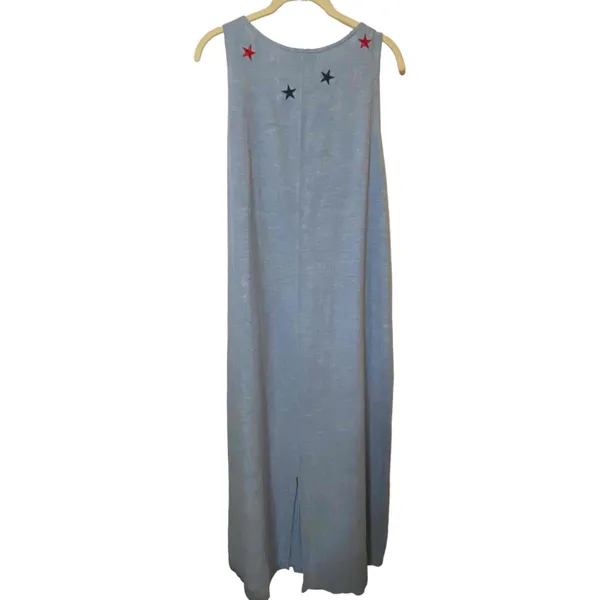 Quacker Factory Womens Blue Sleeveless Long Denim Star‎ Dress Size S - Image 9