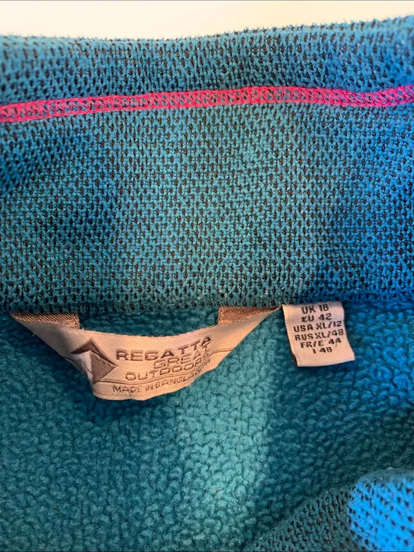Regatta Women’s XL Extra Large Teal Contrast Knit Quarter-Zip Fleece Pullover - Image 4