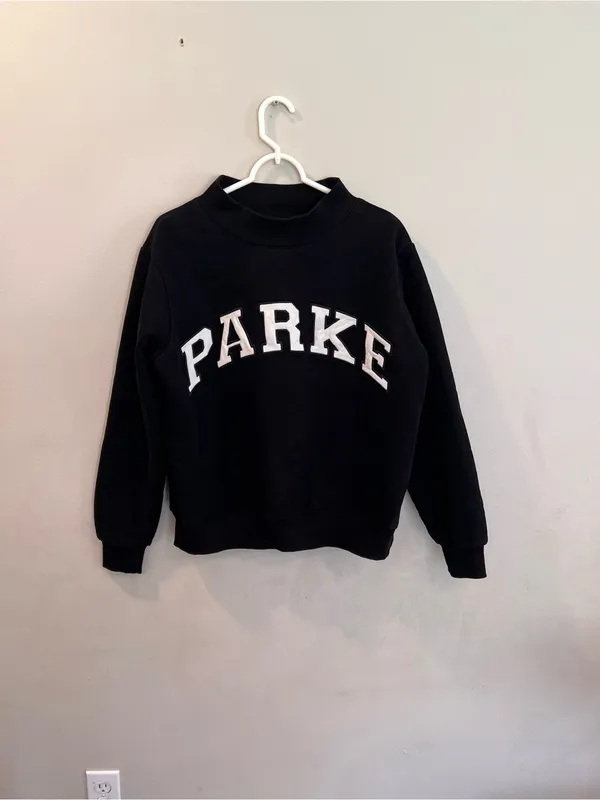 Parke Varsity Mockneck Black Sweatshirt Size S/M - Image 2