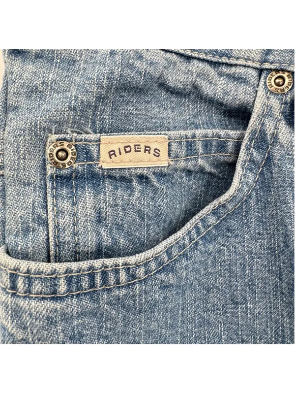 Vintage 90s Y2K Lee Riders Straight Leg Jeans Buckle Detail Light Wash HEMMED 16 - Image 5