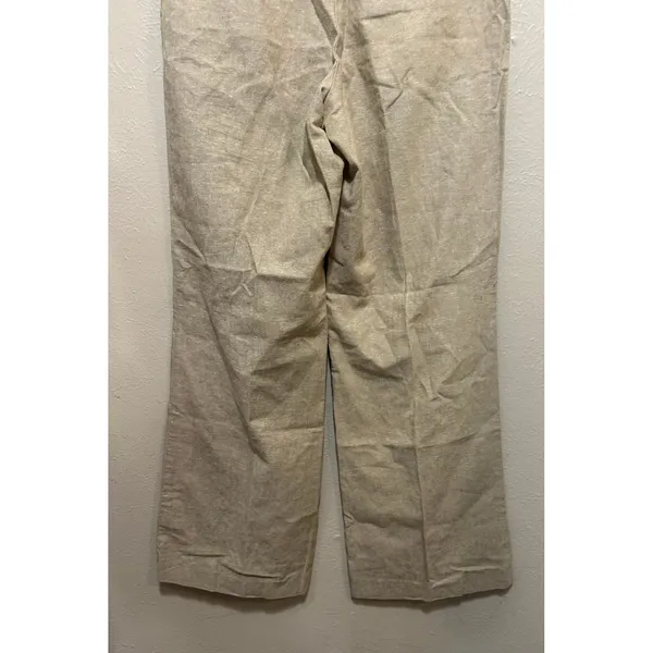 Isaac Mizrahi Womens Linen Blend Trousers Wide Leg Cropped Beige Button Accent‎ Pants Size 8 - Image 7