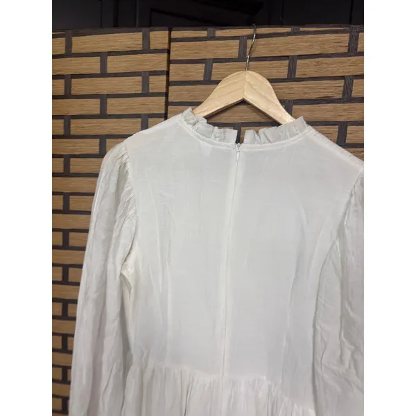 Selfie Leslie‎ White Secret Garden Long Sleeve Smocked Bodice Dress Size Large - Image 7