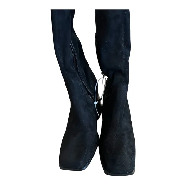Nine West Black Stretch Over the Knee Boots Square Toe Block Heel Size 8 NWOT - Image 5