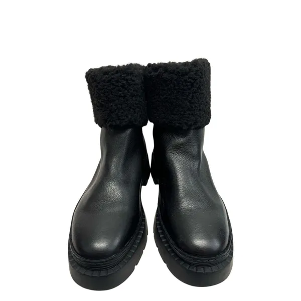 Marc Fisher LTD Boots Black Leather Fur Shearling Lug Sole Size 7 Winter Boots - Image 4
