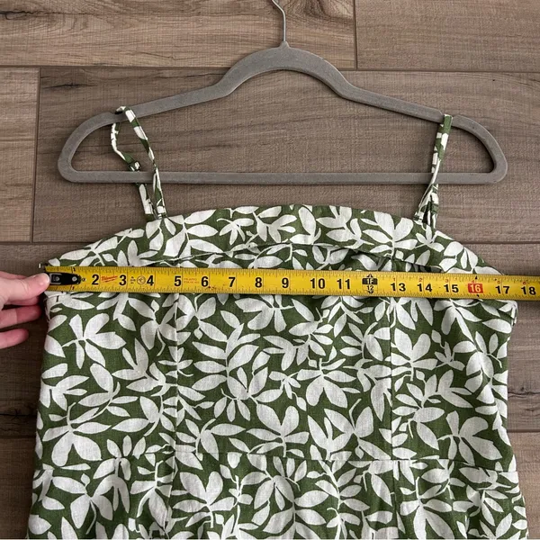 Abercrombie & Fitch Green White Linen Leaf Print Convertible Mini Dress L - Image 10