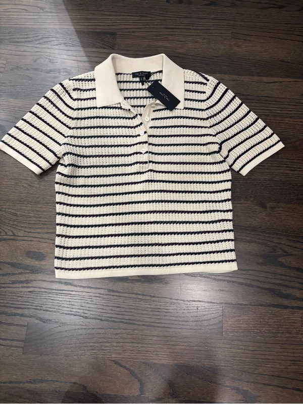 Rag & Bone Viola stripe polo in turtledove - Image 2