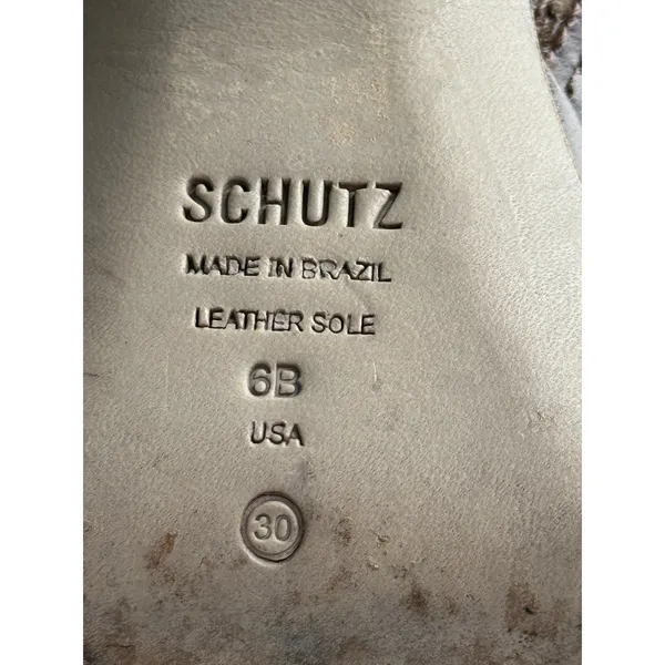 SCHUTZ Raff Croc-Embossed Leather Platform Boots US Size 6 B Brown Mid‎ Calf - Image 6