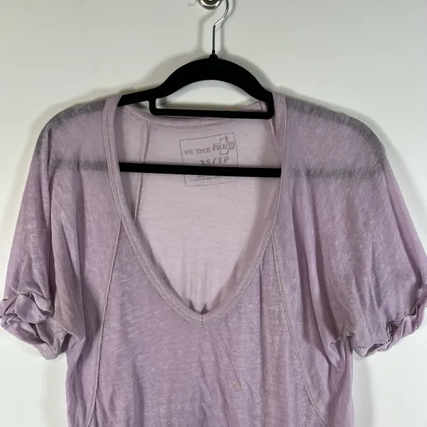 We The Free Burnout T-Shirt Women's Oversized XS V-Neck Boho‎ Lagenlook Slouchy - Image 2
