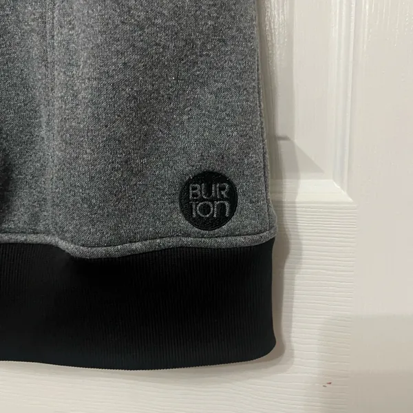 BURTON grey and black full zip vest size large hoodie thick knit‎ - Image 7