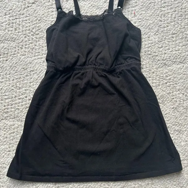 black A-line nursing tank with snap straps womens size medium - Image 2