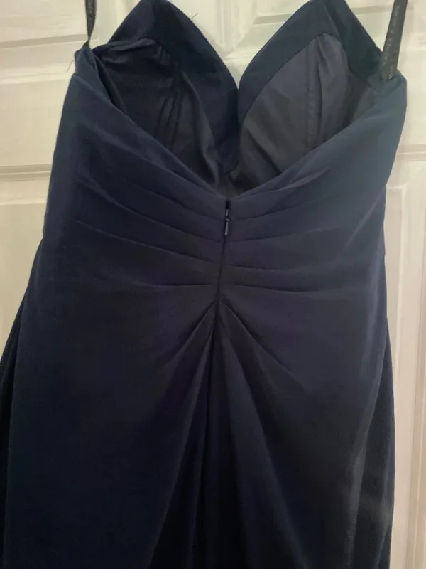 Gather & Gown Size 12 Navy Formal Gown Sweetheart Ruched Chiffon Wedding Guest - Image 9