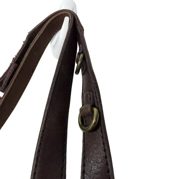 Lucky Brand Merlot Leather Distressed Foldover Boho Bohemian Western Crossbody - Image 2