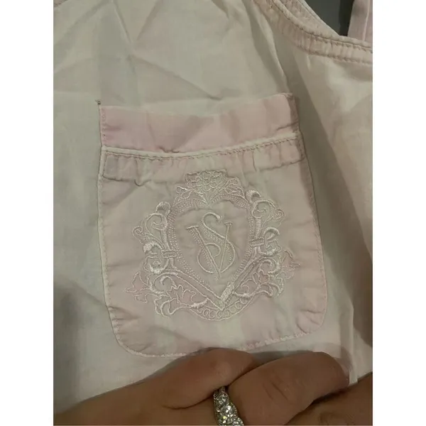 Victoria’s Secret Vintage Gold Label Pink White Stripe Pajama Set Medium - Image 8