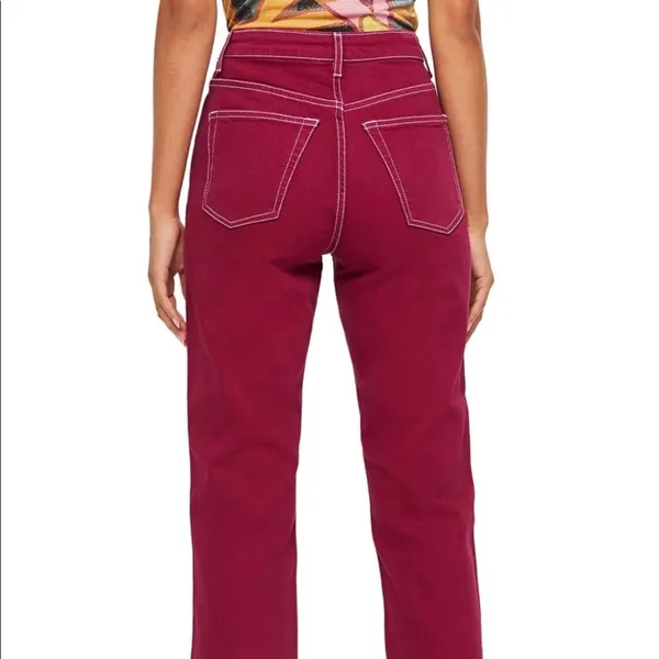 Topshop MOTO Cassis Purple High Rise Straight Leg Flare Jeans Size 28 NWT - Image 4
