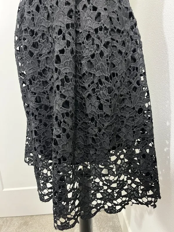 ASTR Small Black Eyelet Lace Cutout Midi Dress - Image 12