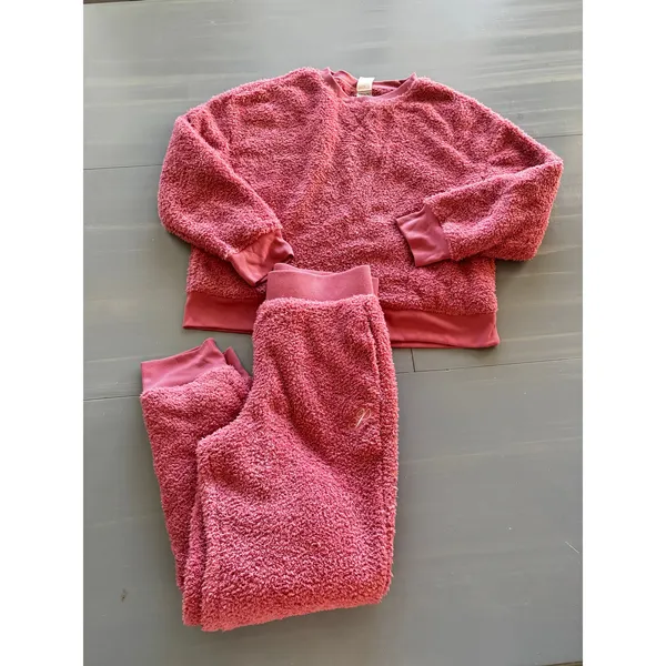Victorias Secret Cozy Jogger Lounge Set Pink Size Medium Pink Fleece New - Image 2
