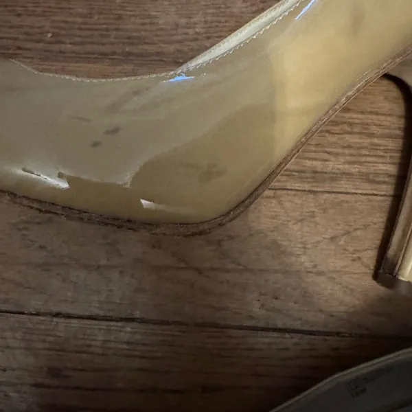 Michael Kors 10 High Heel Patent Pumps round toe neutral Nude Beige Leather - Image 4
