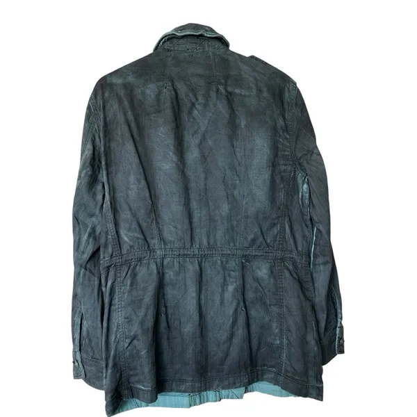 Free People Double Cloth Jacket Military Drawstring distressed tie dyed Size S - Image 3