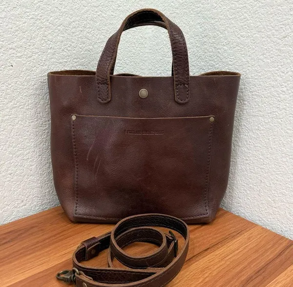 PLG PORTLAND Leather Goods “Almost Perfect” Mini Crossbody Tote Bag - Image 3