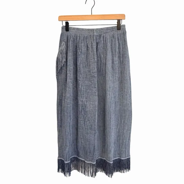 VTG Anna Western Boho Fringe Maxi Wrap Skirt Size M Festival Coastal Cowgirl - Image 2
