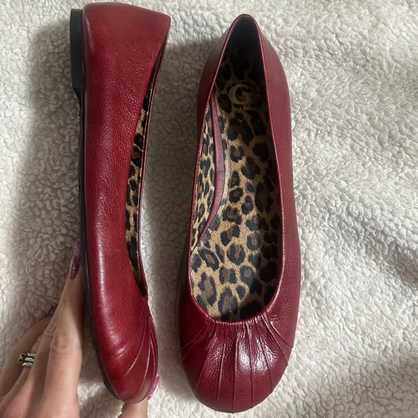 Gianni Bini Red Leather Pleat It Ballet Flat - Image 3