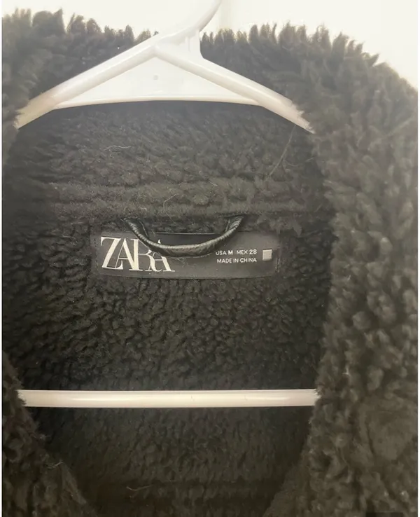 Zara black suede shearling moto jacket - Image 2