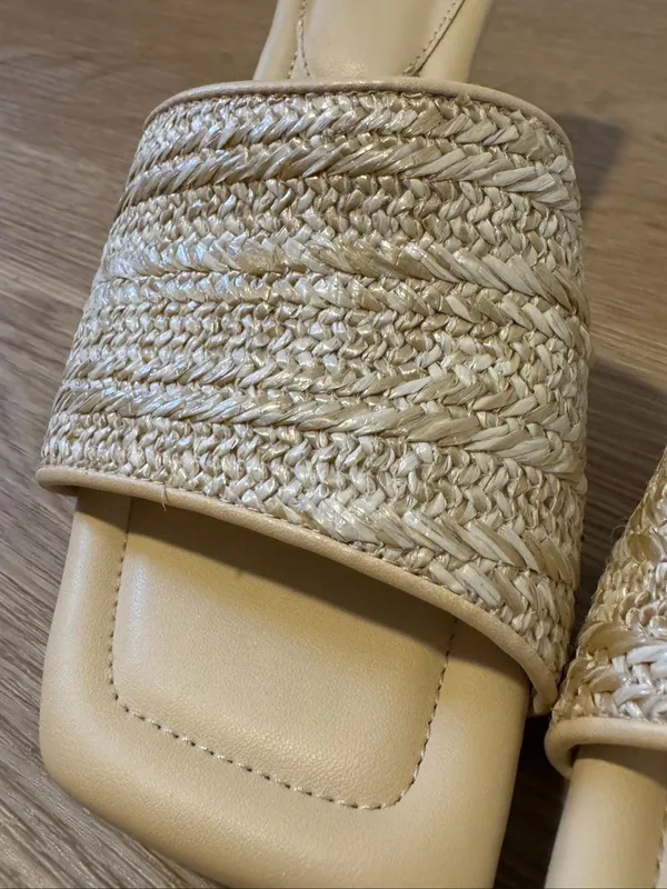 SARTO Franco Sarto Betty 2 Woven Raffia Heeled Sandals Natural 7.5M - Image 3