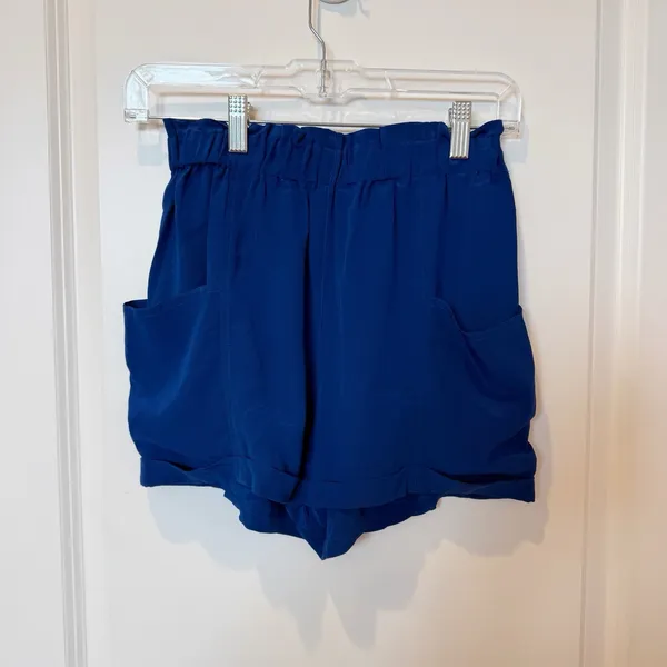 Aritzia Womens Silk High Rise Shorts Size XS Blue Nautical Resort Vacation - Image 3