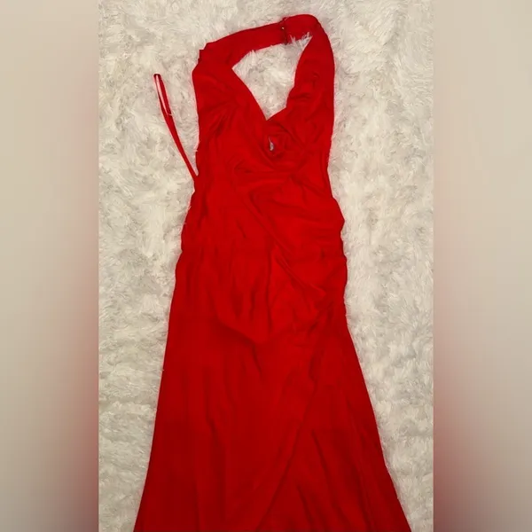 NWOT Staud Julius halter thigh slit red rose Maxi Dress sz S - Image 5