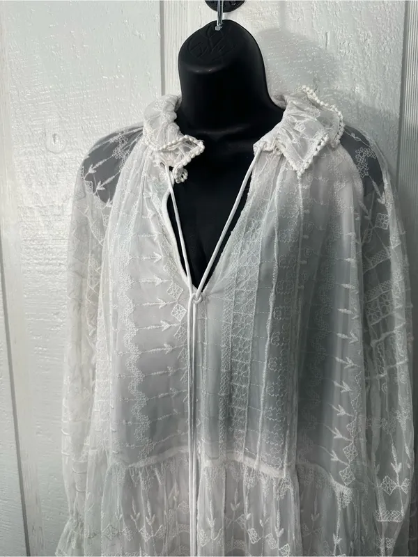Zara White Lace Overlay Dress Size Small EUC - Image 7