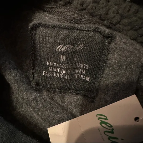 Aerie‎ Green Long Sleeve Full Zip Fleece Inside Hooded Jacket Sz M NEW - Image 5