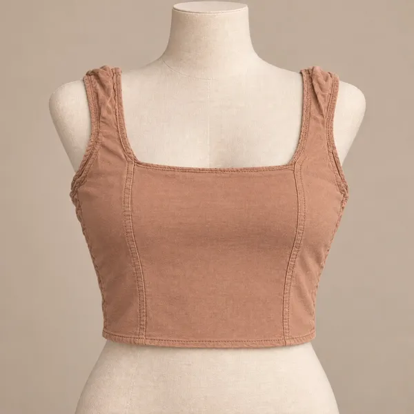 Final Touch Tan Brown Sleeveless Cropped Tank Top Size Small - Image 2