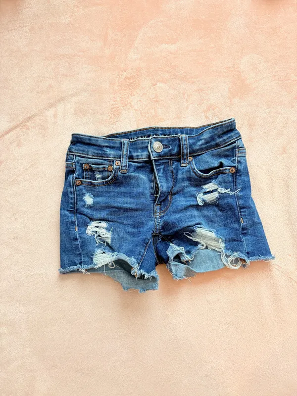 Dark Wash American Eagle Jean Shorts Stretch 000 - Image 2
