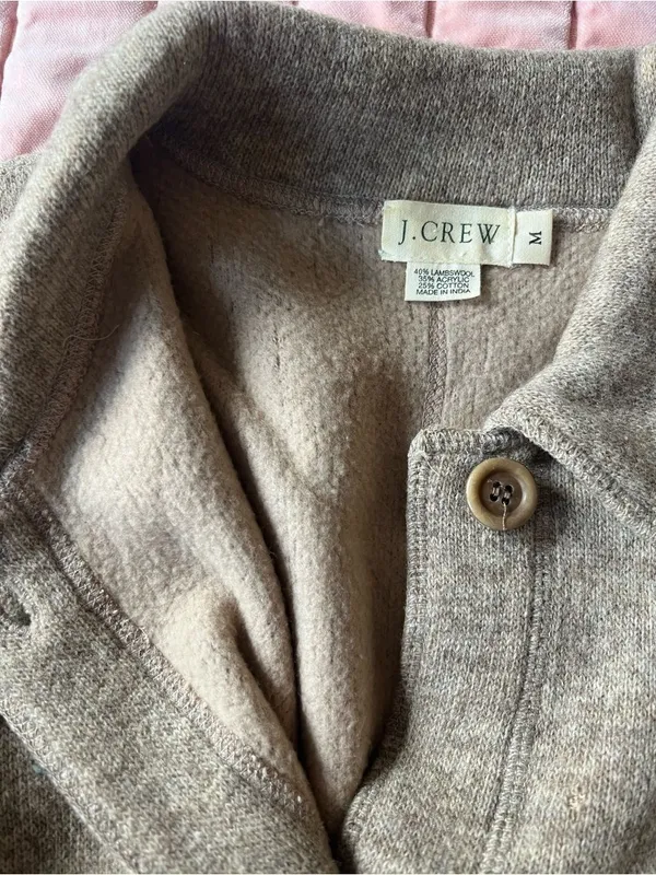 J. Crew Women's Taupe Button-Front Wool-Blend Jacket Size Medium - Image 4
