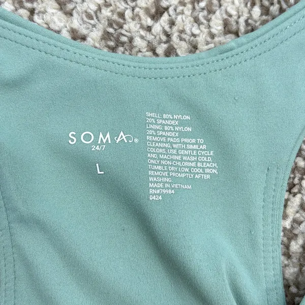Soma 24/7 Exercise Dress Womens LG Green Golf Racerback Built in Shorts‎ Pocket - Image 6
