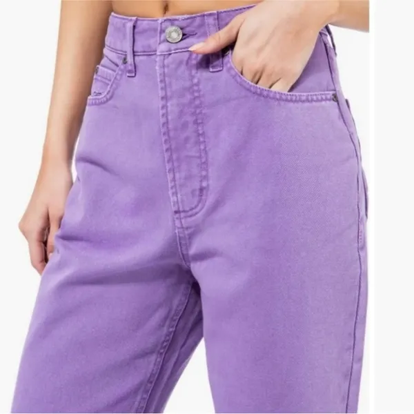 AFRM Oden High Waist Jean Flare Leg Knee Hole Purple NEW Women's Purple Jeans 26 - Image 5