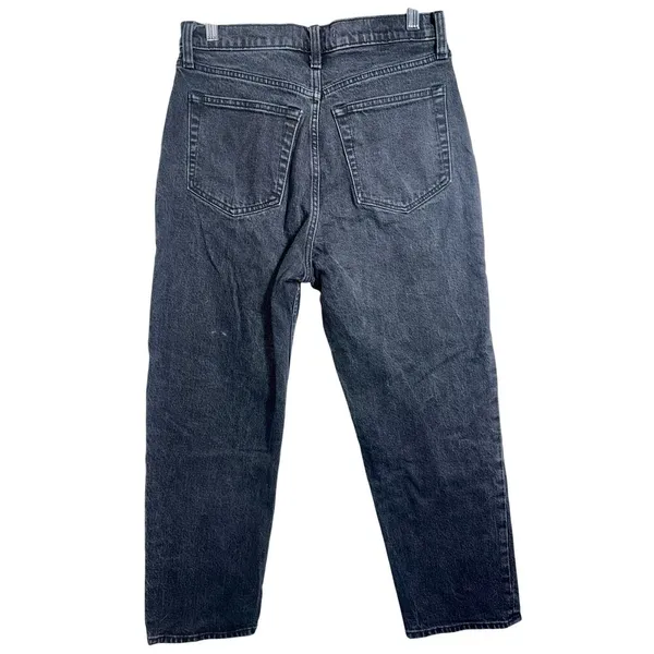 Abercrombie & Fitch Dad High Rise Black Denim Relaxed Straight Leg Jeans Sz 28 6 - Image 2