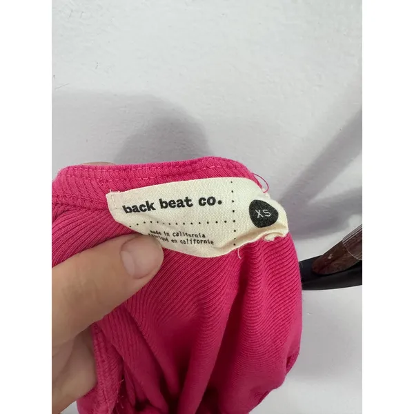 Back Beat Co One‎ Shoulder Dress Womens XS Pink Hemp Organic Cotton Ribbed Mini - Image 2