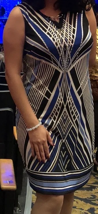 Geometric Sleeveless Sheath Dress - Image 2