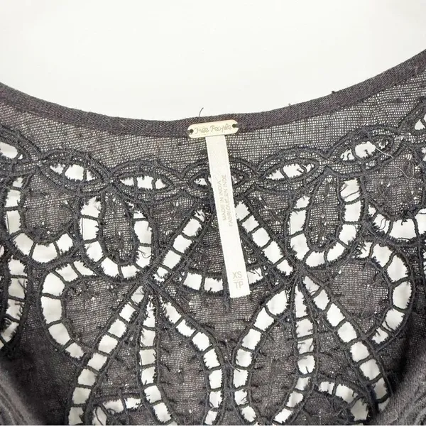 Free People Doin' It Right‎ Black Eyelet Top Women's Size XS Boho - Image 5