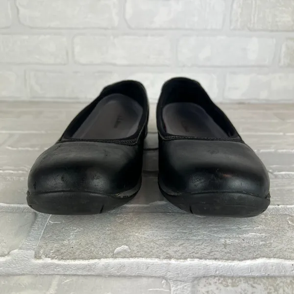 L.L. Bean Ballet Flats Shoes Womens 8 Black Leather Round Toe Slip On Sneakerina - Image 7