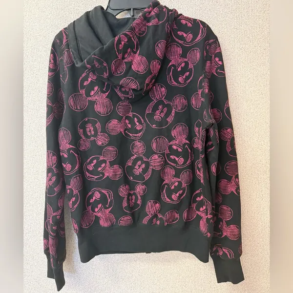 Disney Women's Size Medium Black and Pink mickey logo‎ Hoodie full zip - Image 6