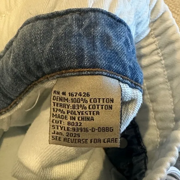 Tractr Reconstructed Ripped Denim Front White French Joggers Size M - Image 7